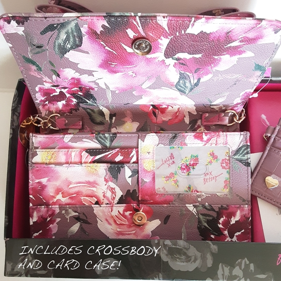 Betsey Johnson Floral Crossbody & Card Case Boxed Set NWT - Picture 5 of 6